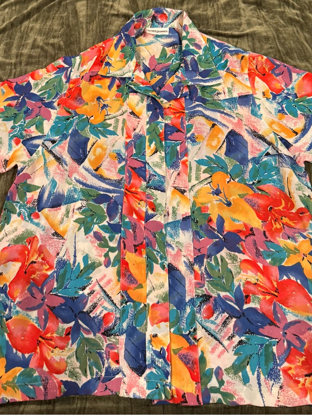 Alfred Dunner Multicolor Abstract Floral Print Shirt